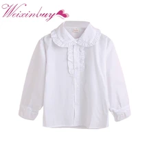 Детские летние белые блузки с отворотом для маленьких мальчиков и девочек 2–7 лет