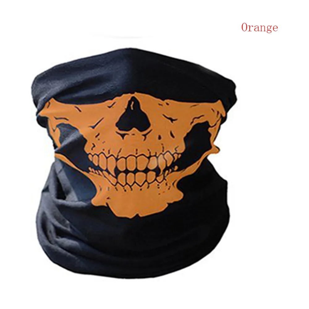 Маска на Хэллоуин фестивальные маски с черепом скелет Открытый Мотоцикл велосипед Многофункциональный грелка шеи призрак Половина лица маска шарфы - Цвет: Orange