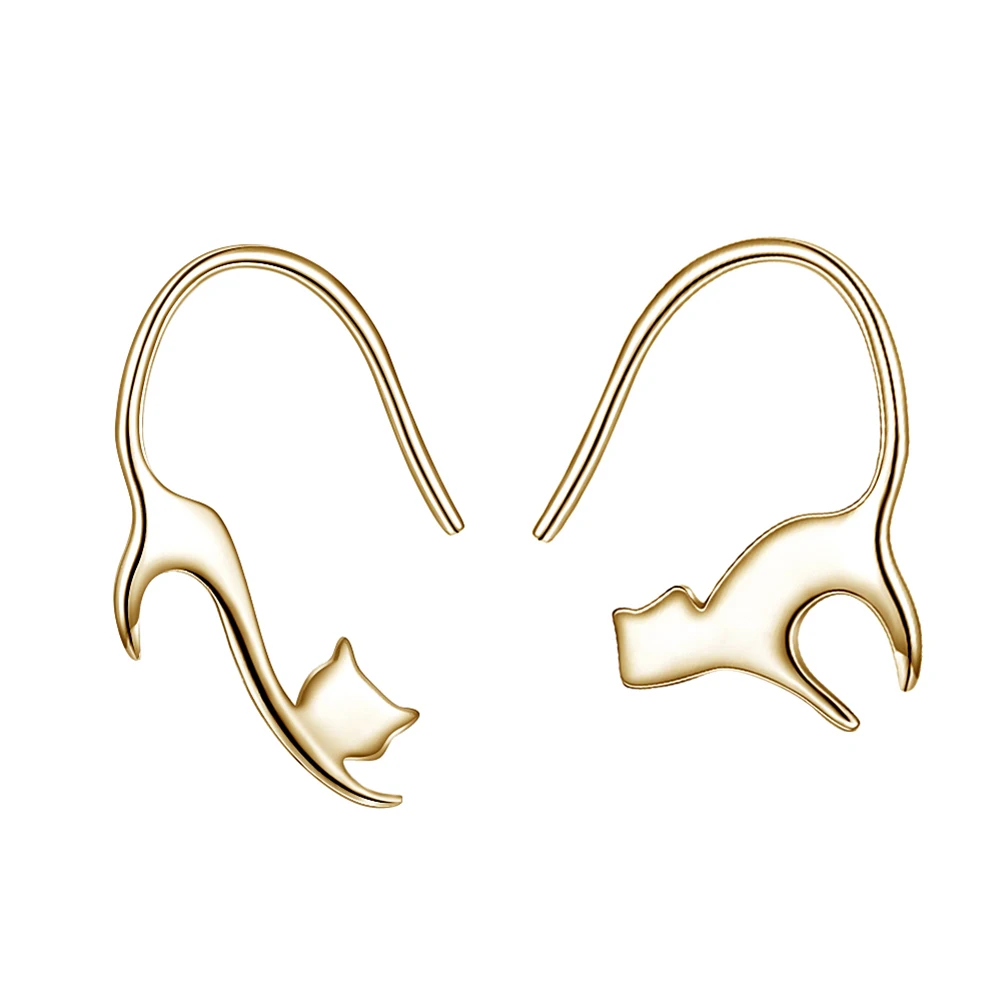 Стерлинговое Серебро 925 серьги арочные серьги в форме кота милые серьги-гвоздики