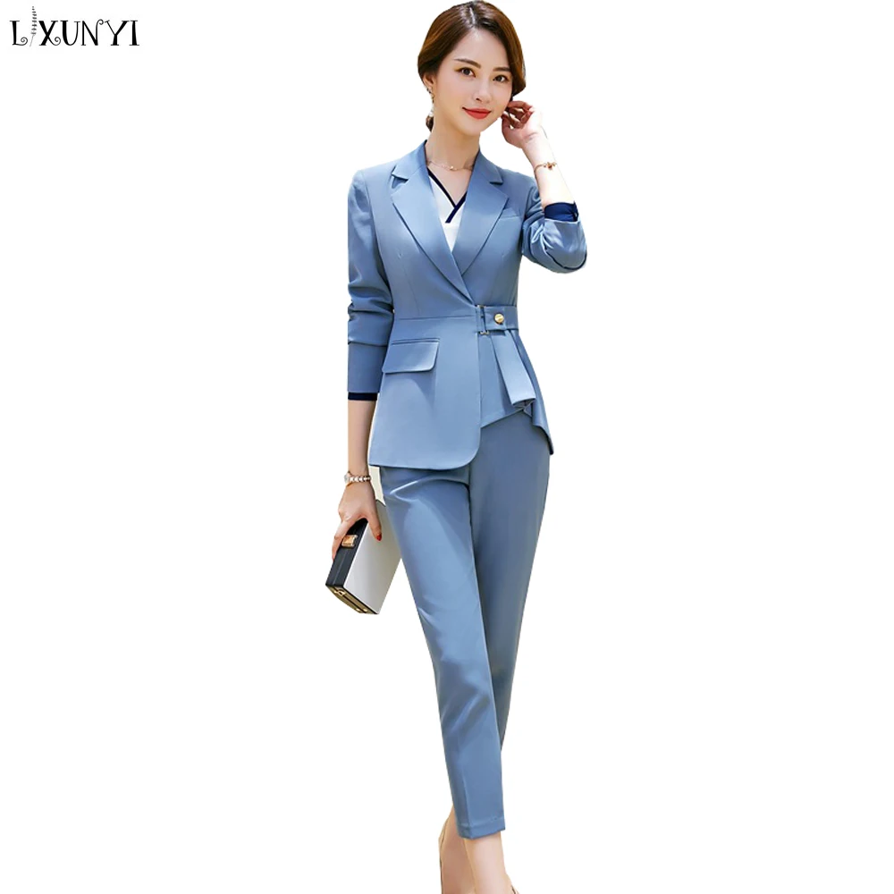 plus size blue pant suit