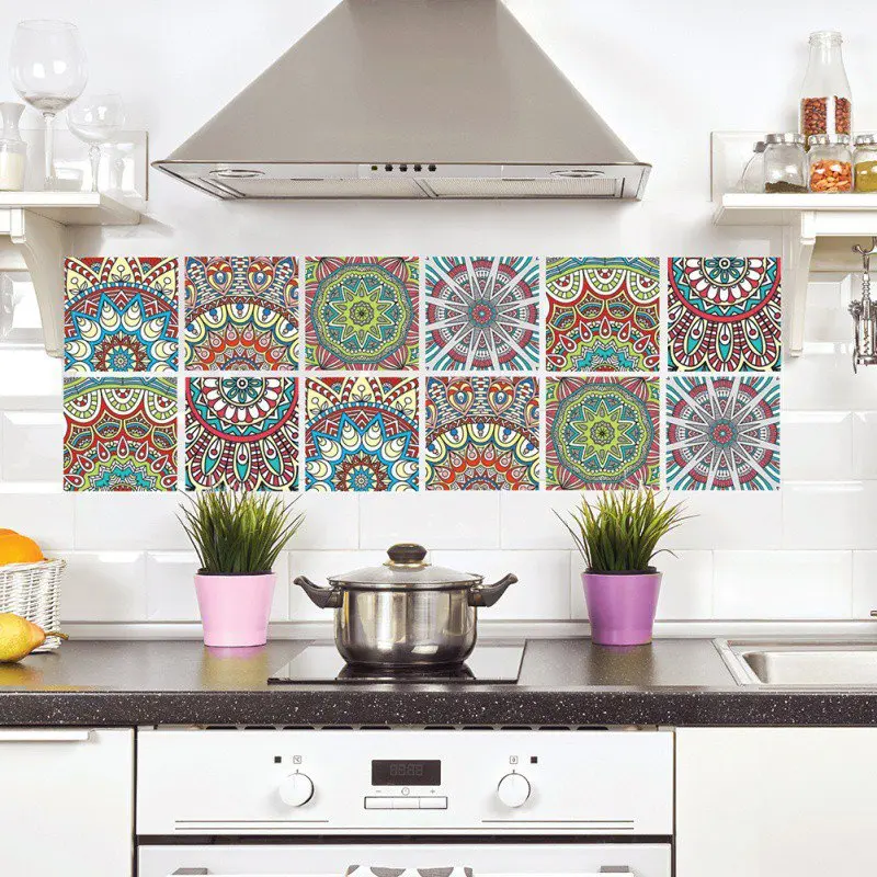 Ретро стикер на стену s марокканский стиль ПВХ водонепроницаемый мозаика линия талии настенные наклейки для кухни клей ванная комната туалет