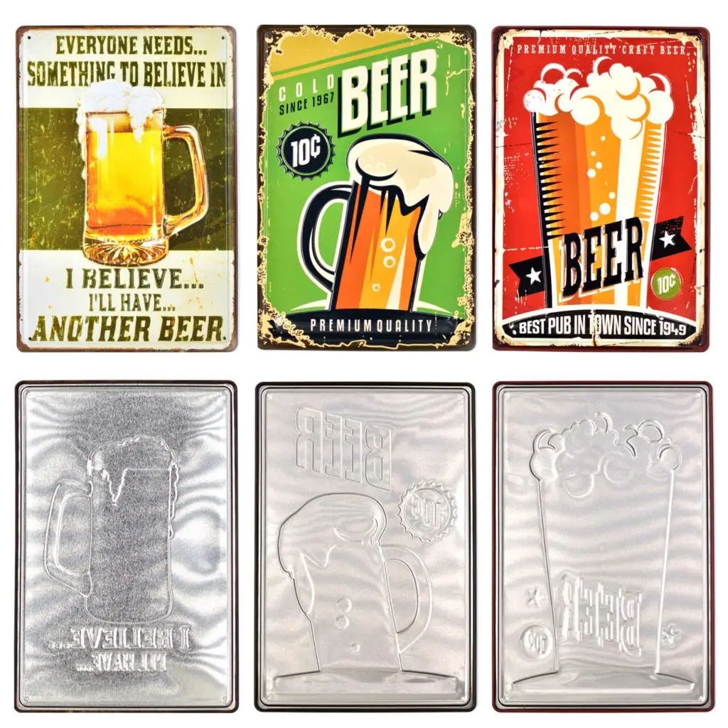 Cold Beer 3D Embossed Metal Sign Bar Pub Decor Tin Vintage Home Retro Plaque Classic Plate | Дом и сад