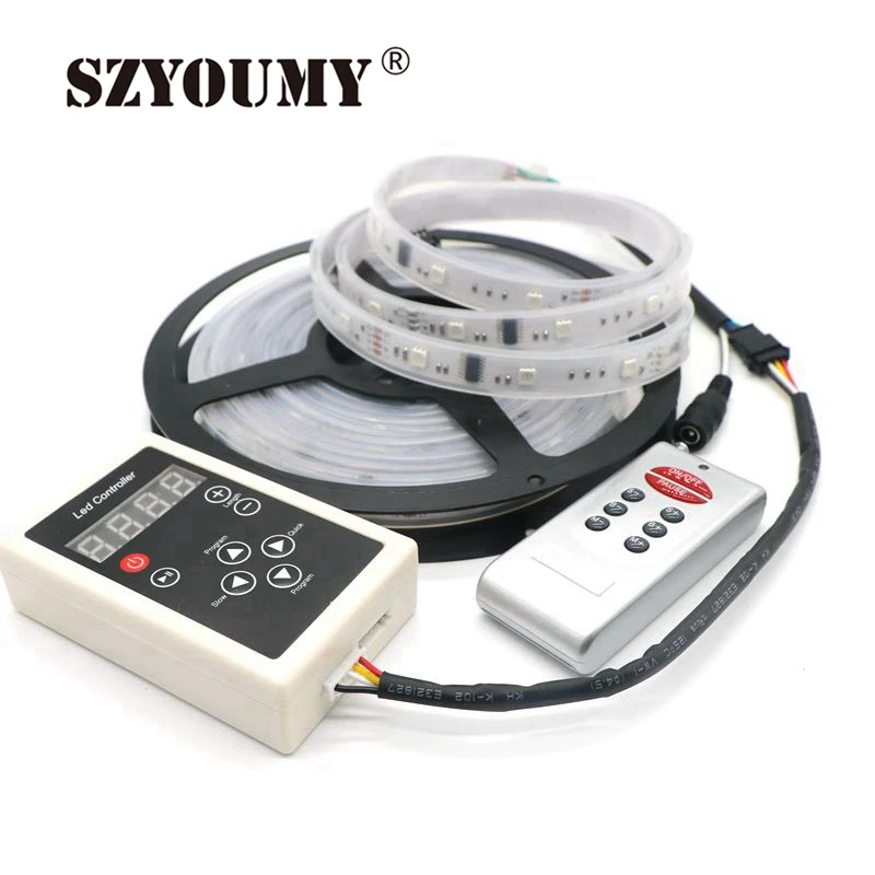 SZYSOUMY SMD 5050 Led strip 5m 12V IP67 Tube Waterproof 6803 IC Magic Dream Color LED Flexible RGB Strips 30LED/m Chasing Lights | Лампы и