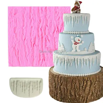 

2Pcs/Set Bark and Icicles Cake Decoration Silicone Mold Icicle Border Sugarcraft Chocolate Gumpaste Frozen Fondant Cake