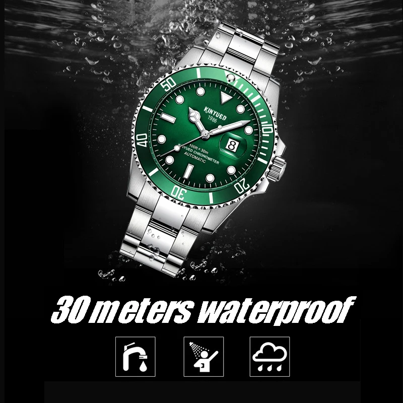 KINYUED Brand Men Mechanical Watch Automatic Role Date Fashione luxury Submariner Clock Male Reloj Hombre Relogio Masculino