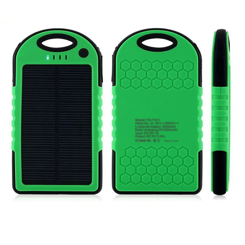 Водонепроницаемый Солнечный внешний аккумулятор 5000 мАч, портативное зарядное устройство для путешествий, аккумулятор для Xiaomi Iphone 5S 6 4S, htc Sumsang