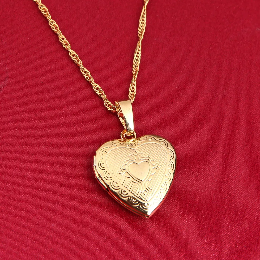 Золотой цвет для женщин ожерелье ювелирные изделия 24K золотой кулон модный милый кулон-сердце цепь