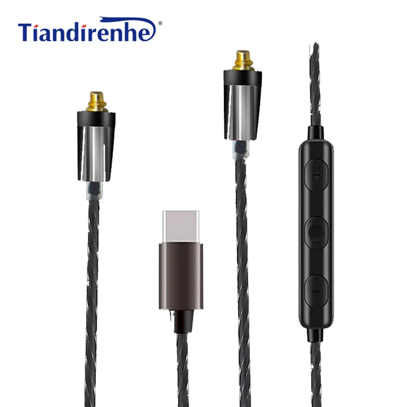 Обновление type-c MMCX кабель для Shure SE215 SE535 SE846 SE425 ue900 наушники кабели с микрофоном для millet huawei Nokia 8 - Цвет: Type-c Black