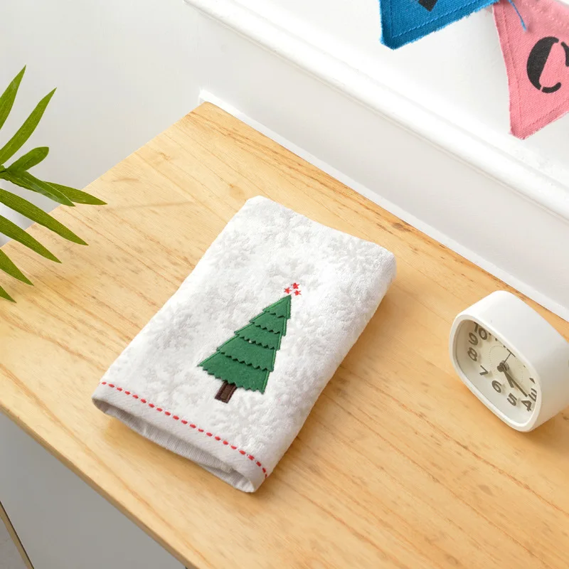 Мягкий бархат хлопок вышивка Рождественский подарок на год Снеговик сосновый конус полотенце для лица полотенце для рук 41X66 см