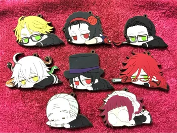 

8pcs/set Black Butler Anime keychain/mobile phone charms/strap Ciel Phantom hive Sebastian Joker Dagger Elizabeth Lizzy SnakG319