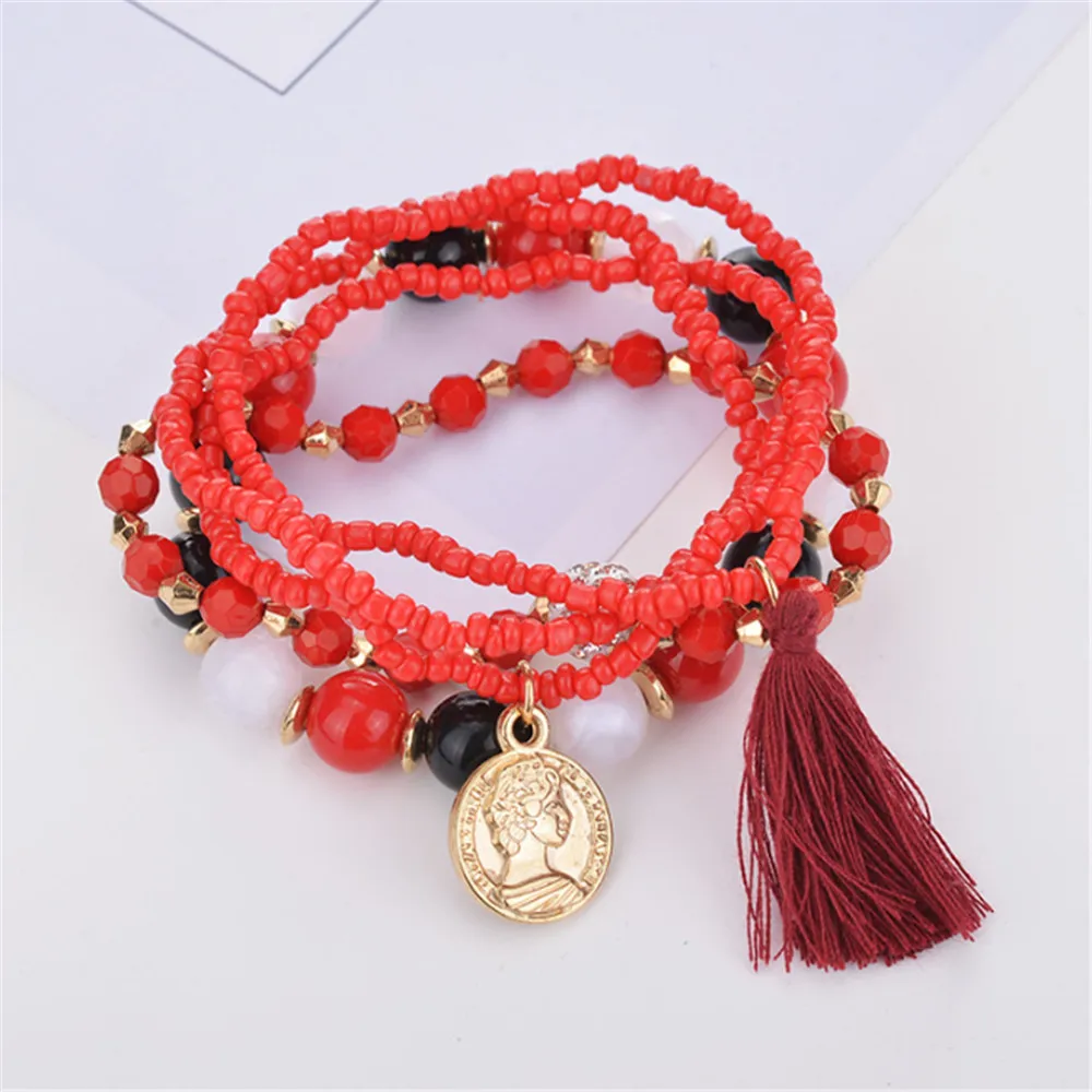 

ECODAY Bohemian Tassel Bracelet Femme Rhinestone Bracelets for Women Charm Bracelet Bangle Jewelry Armband Pulseras Mujer