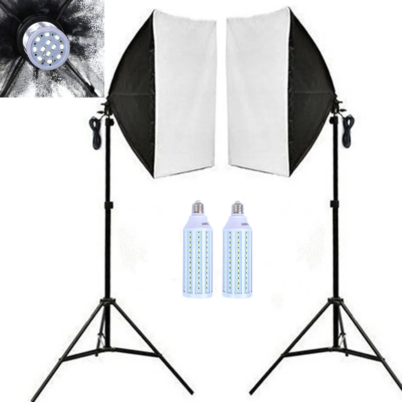 

CY 2pcs 40w LED Light Photo Video Studio Light Stand Kit Photography 2*50*70cm Softbox With Single Socket+2*200cm Light Stand