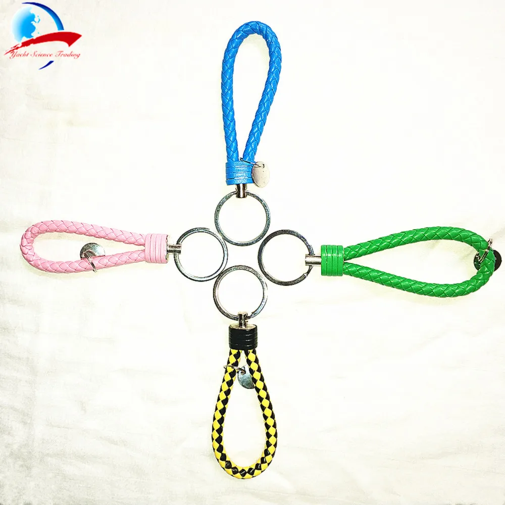 Colors Unisex Braided Leather Rope Handmade Waven Keychain