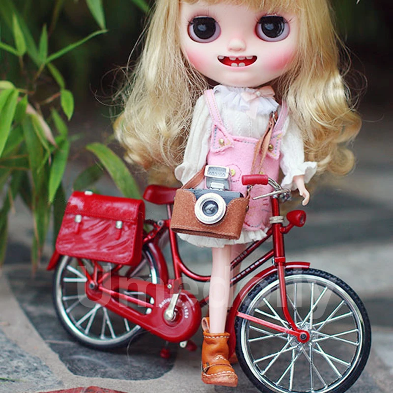 1個かわいいミニレッド1 6ドールの自転車ドールハウスミニチュアバイク ブライス プルリップ バービー リカ アゾンドールアクセサリー用バッグ付き 人形アクセサリー Aliexpress