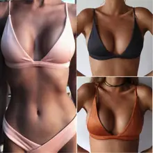 Одноцветный Топ бикини, Одноцветный сексуальный летний купальник, горячая Распродажа, Женский Топ, пляжная одежда для девушек, Раздельный купальник из двух частей