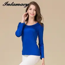 Новая Осенняя шелковая двойная вязка, Классическая футболка, футболка с длинными рукавами, шелковый свитер