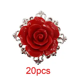 20 шт Серебряный полые красный роза из ткани кольца для свадьбы фестиваль вечерние украшения инструменты