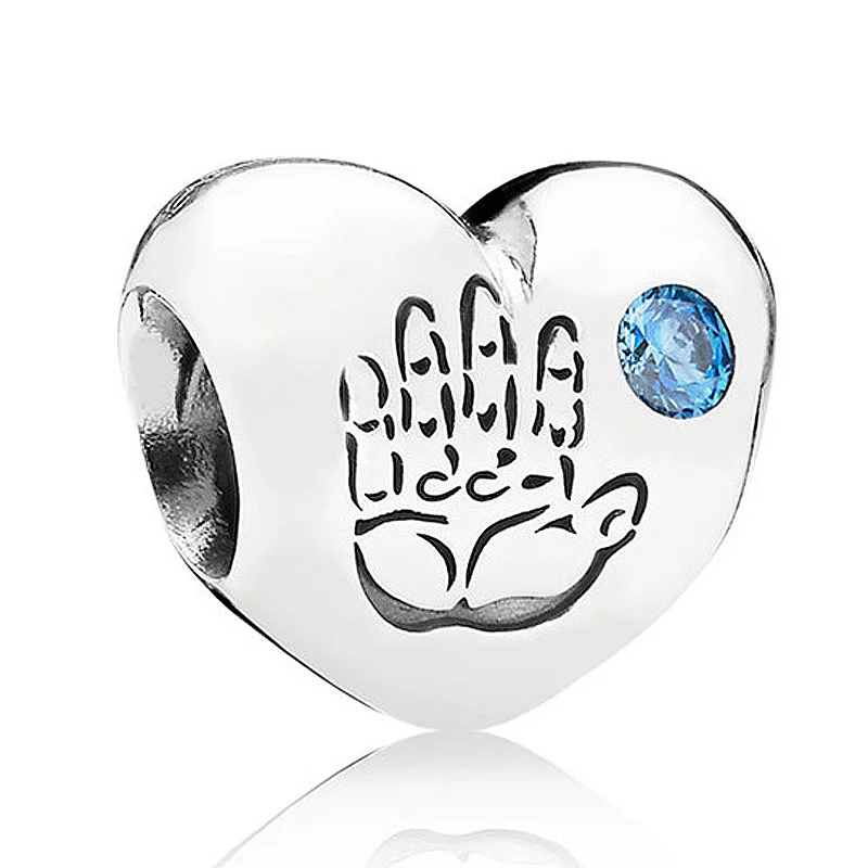 

Authentic 925 Sterling Silver Bead Charm Baby Boy & Girl Love Heart With Crystal Beads Fit Pandora Bracelet DIY Jewelry