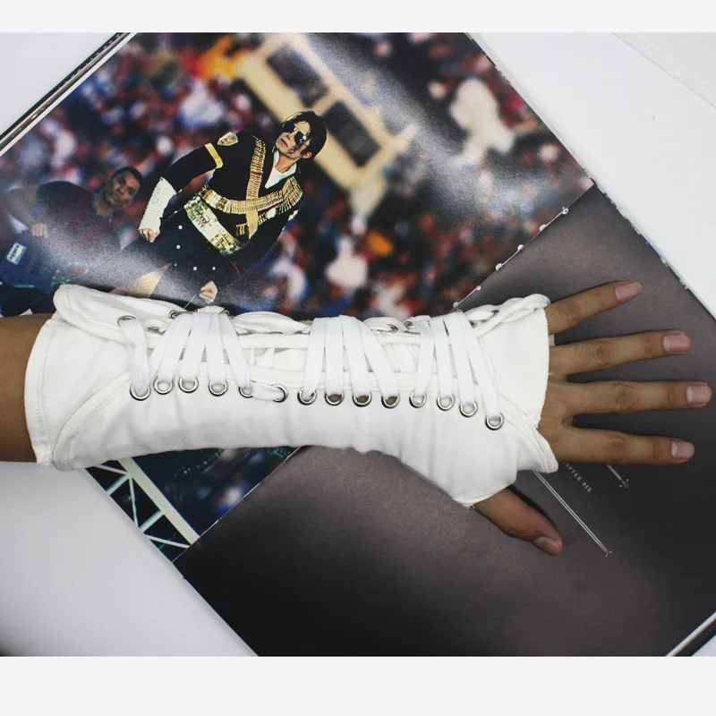MJ Майкл Джексон Коллекция Черный Белый BAD Панк хлопок Регулируемый ArmBrace перчатки представление шоу Вечерние