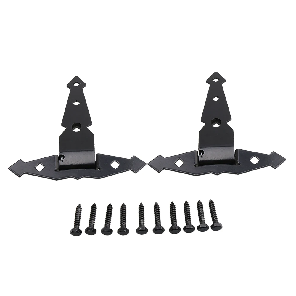 

2x BQLZR 8" T Shape Black Carbon Steel Heavy Duty Spring T Hinges with Screws for Room Outdoor Yard Fence Door Barn Wooden Box