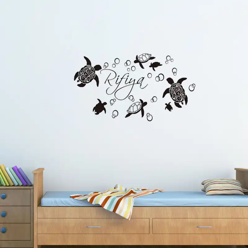 Sea Turtles Wall Art Decals Customized Any Name Wall Sticker For