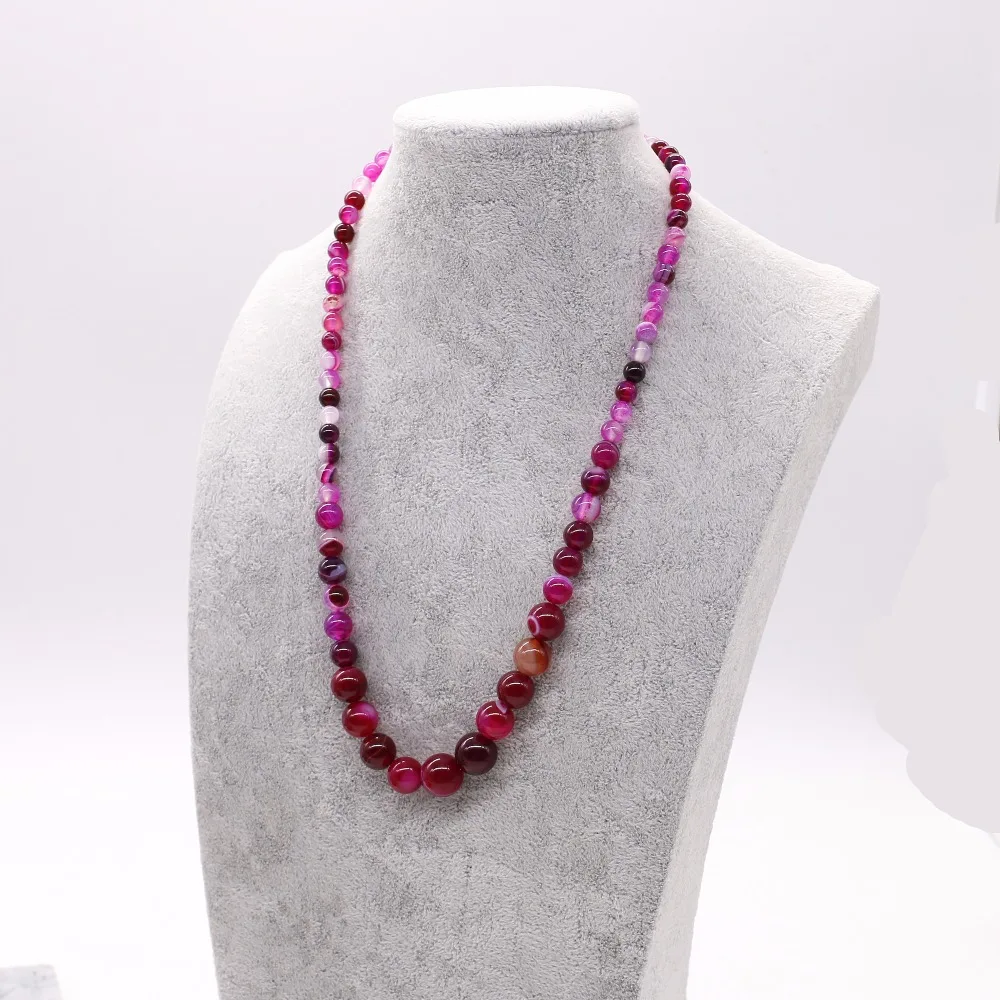 Natural Rose Onyx Stone Neckalce Hand Made Fashion Jewelry Accessory Crafts Natural Stone 6-12mm Beads Necklace