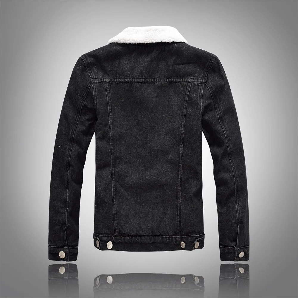 mens black denim jacket with fur collar