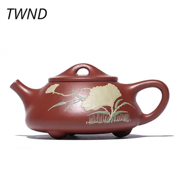 

160CC Purple sand teapot Dahongpao clay lotus leaf pots zisha kettle gift box