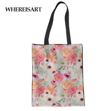 WHEREISART Женская Холщовая Сумка Indy Bloom розовый плюшевый цветочный принт многоразовые продуктовые сумки через плечо женская сумка для супермаркета