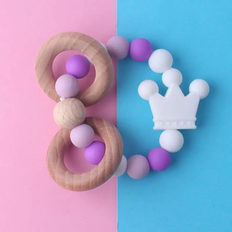 

Premium Baby Nursing Bracelets Wooden Teether Silicone Beads Teething Wood Rattles Toys Baby Teether Bracelets Nursing Toys