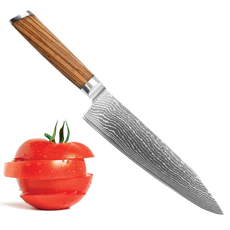 

8 inch Japanese Chef Knife for Sushi - Professional Gyuto VG10 Damascus with Gift Case,High Carbon Sharp, Ergonomic Handle