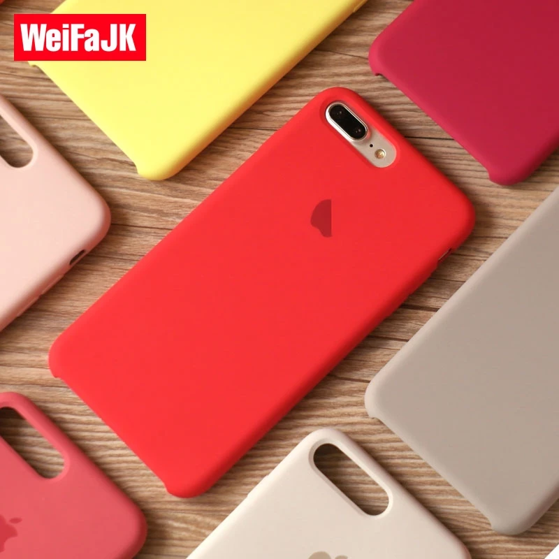 

WeiFaJK Original Phone Case for iPhone 7 8 Plus Case 6 6s Official Silicone Cover for iPhone 8 7 Plus X Coque XS Bag Have Logo