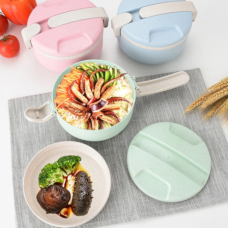 Портативный Ланч бокс из пшеничной соломы контейнер для закусок Bento хранения