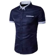 Новинка г. модные летние поддельные карман повседневное лоскутное короткий рукав Slim Fit официант в отеле платье в деловом стиле рубашки для мальчико