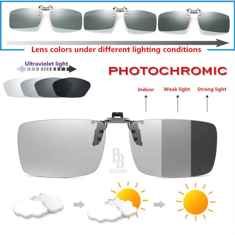 Unisex Polarized Clip On Sunglasses Driving Night Vision Lens Anti UVA