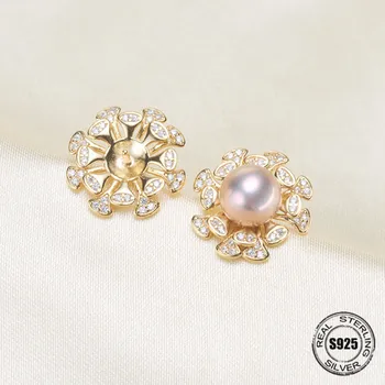 

HOT High Quality 925 Sterling Silver Stud Earrings Settings DIY Pearl Earring Hooks Findings Women's Jewelry Making Accessories