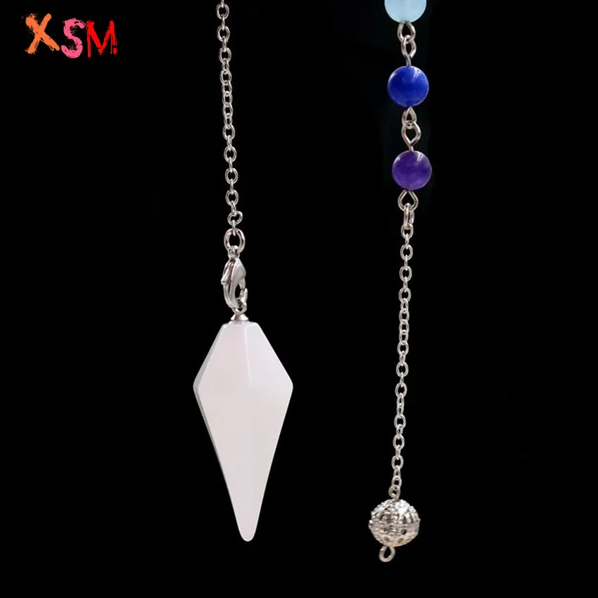 Xinshangmie натуральный смешанный Кристалл шестиугольная Пирамида рейки Маятник Камень Кулон исцеляющий амулет чакры для женщин модные ювелирные изделия - Окраска металла: Rock Crystal