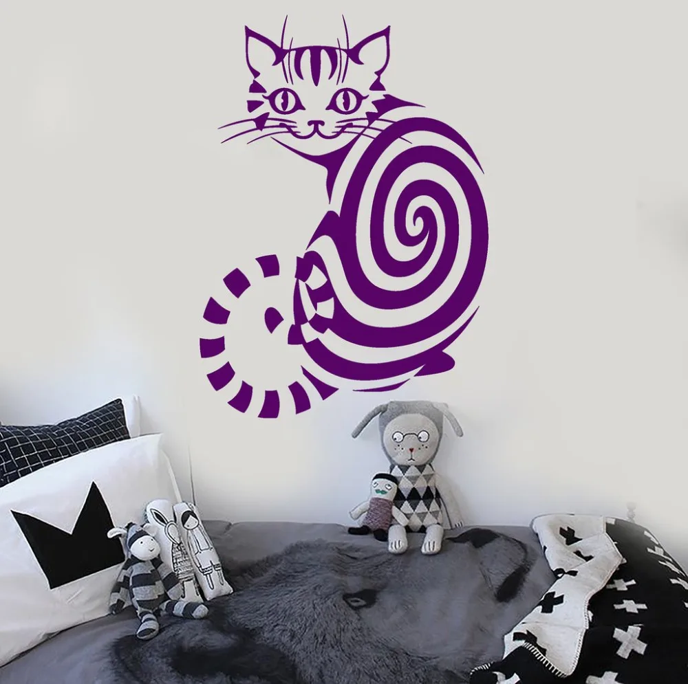 Cut Animal Wall Sticker Cheshire Cat Vinyl Decals Room Removable Wall