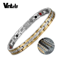 Магнитный браслет Vinterly Energy для женщин, браслет из нержавеющей стали золотого цвета, женский браслет на запястье, браслет дружбы для женщин