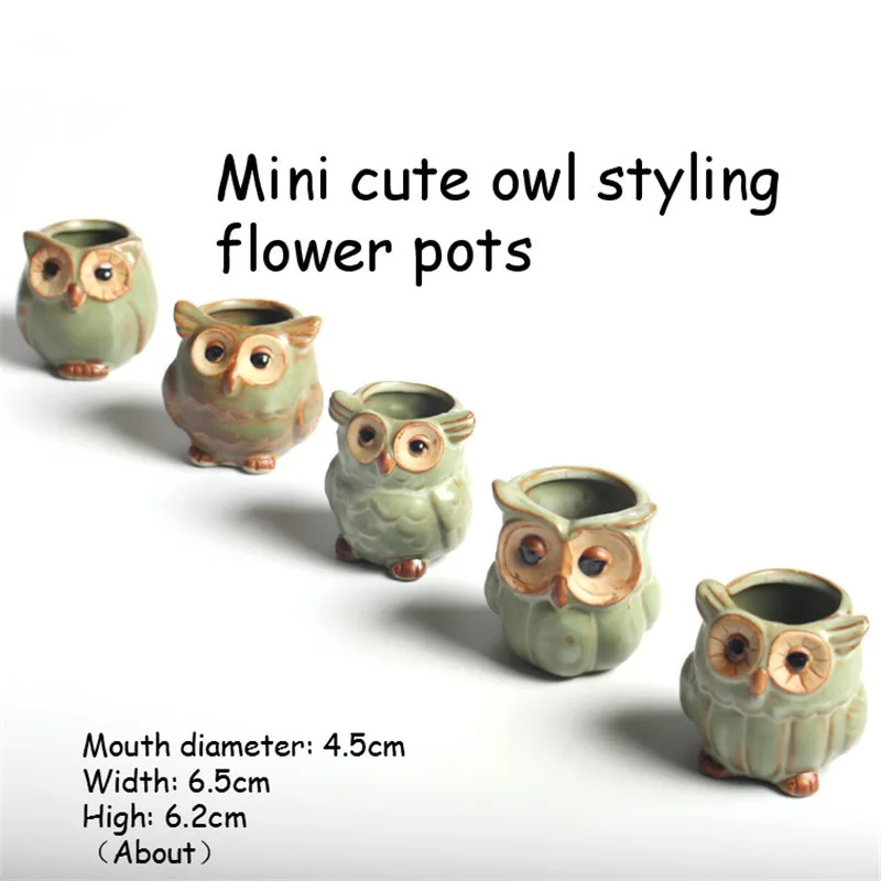 Skup 5 sztuk jakości śliczne małe w kształcie sowy doniczki ceramiczne Mini sukulenty garnki kreatywny dom ogród dekoracja biurowa wazony na kwiaty