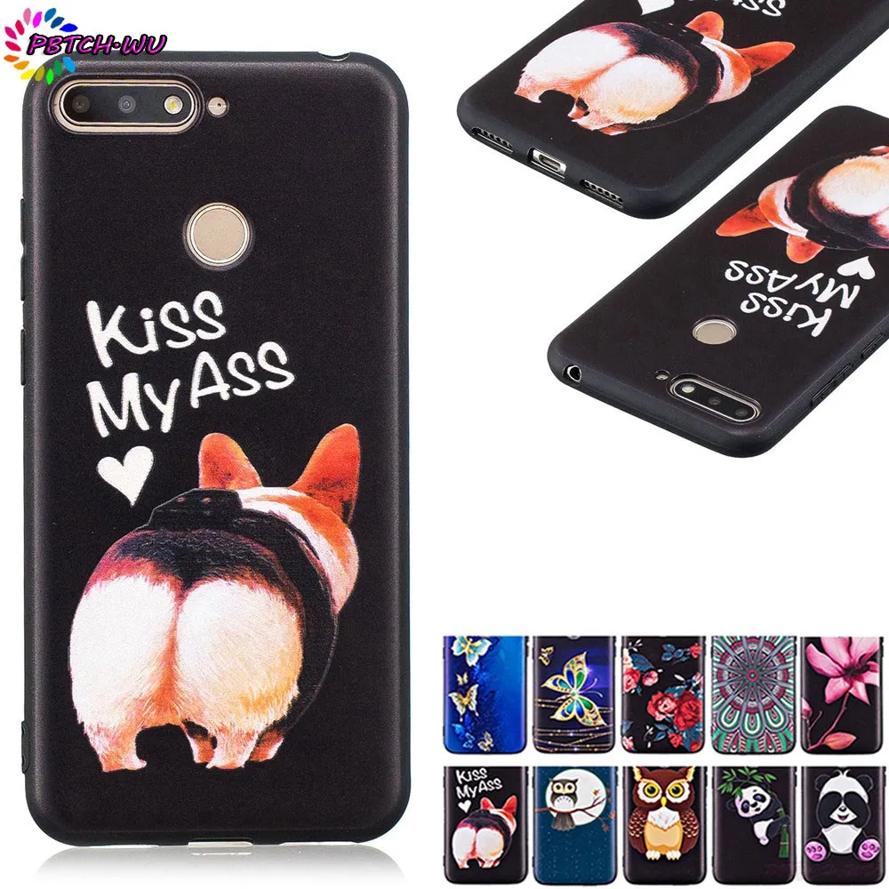 TPU Emboss Case for Huawei Honor 7C 5.7 "C7 AUM-L41 Dual for Huawei Y6 Prime 2018 ATU-L31 ATU-L42 Soft Silicone Phone Cover Capa