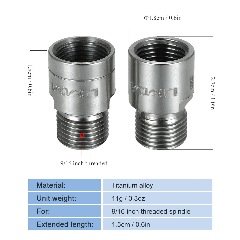 Lixada One Pair Steel or Titanium Bike Pedal Extenders Bicycle Pedal Spacers for MTB Road 9/16 Inch Pedal Adapters Spacers