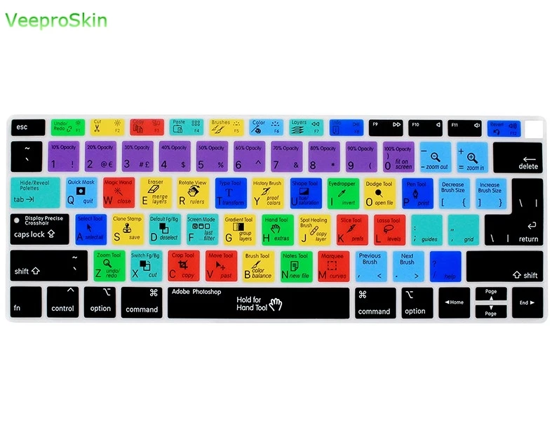 A1932 для adobe photoshop PS Hotkey MacBook новые Air 1" выпуска силиконовая клавиатура кожного покрова