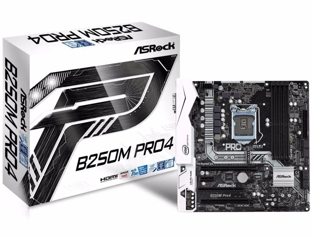 Материнская плата ASRock B250M Pro4 для Intel B250 LGA 1151 Socket SATA 6 ГБ/сек. Ultra M.2 с интерфейсом USB 3,0 type-C DDR4 Micro ATX для настольных ПК