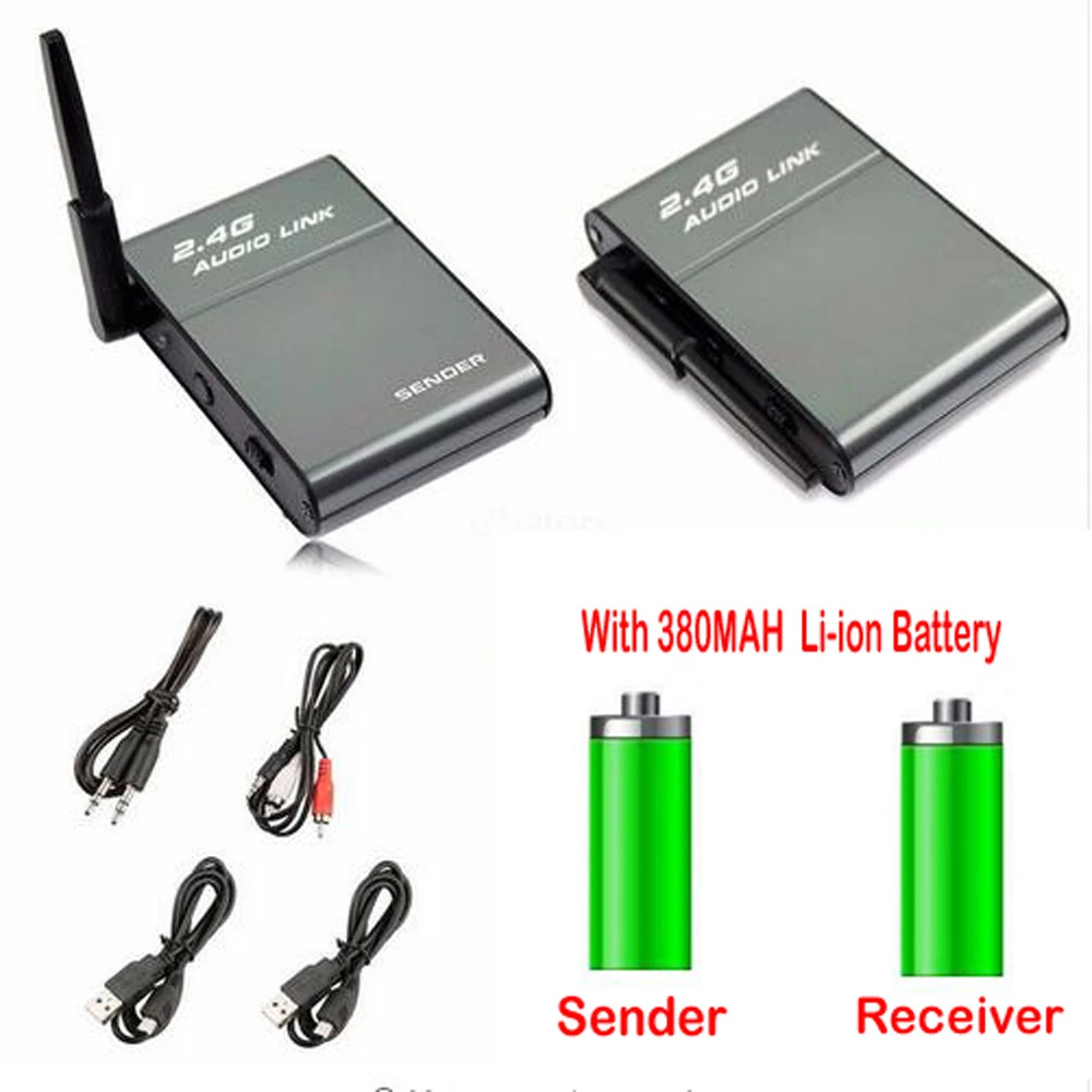 

Portable Universal 2.4G Wireless Music Speaker Hi-Fi Digital Stereo Audio Sender Transmitter Receiver With Dual 380mAH Battery