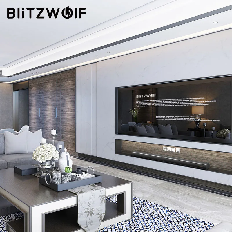 BlitzWolf BW-SDB1 bluetooth Soundbar TV Speaker 60W HDMI 36-inch 2.0 Channel Wireless Audio Smart Home Theater Sound Bar Black