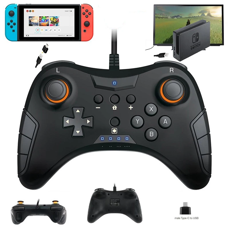 

Pro Wired Controller for Nintend Switch/PS3/PC(Win XP/7/8/10)/Android Smart Devices Gamepad with Type-C Converter Wired Joystick