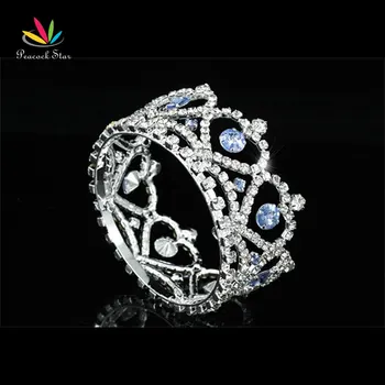 

Peacock Star Baby Heart Crystal Full Circle Round Blue Mini Crown Tiara CT1776
