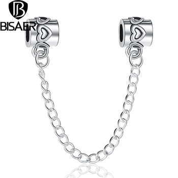

Original Silver Color European Charm Fit Bead Bracelet Safety Chain Authentic Stopper Charm Jewelry Making DIY Accessories