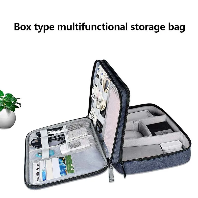 

Large Capacity Data Cable Bag Travel Organizer Pouch for HDD Adapter Memory Card Electronics XXM8